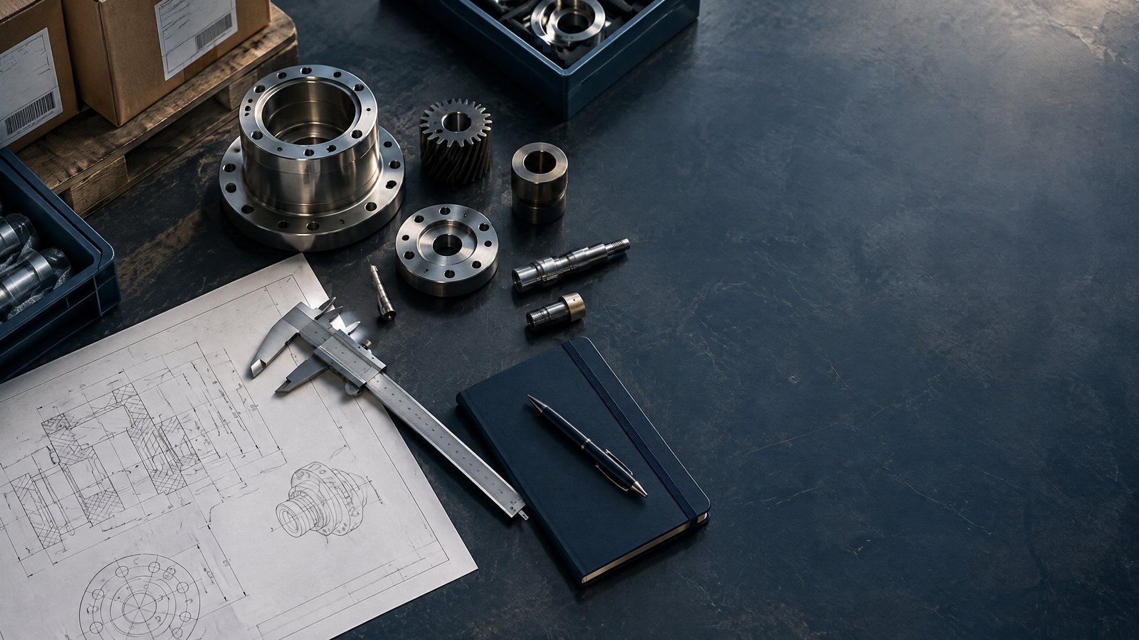 Plan de sous-traitance industrielle, outils de mesure et documents logistiques illustrant les coûts cachés du nearshoring